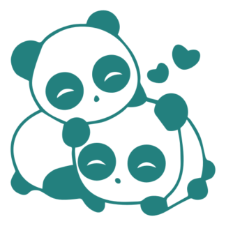 Cute Panda Couple In Love Decal (Turquoise)